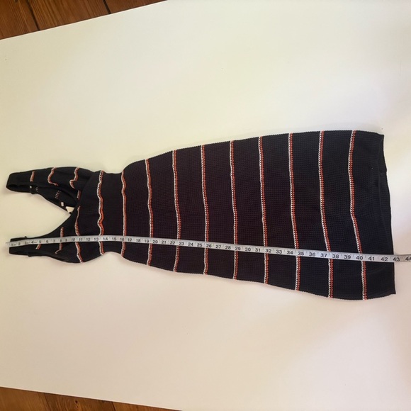 Chic Black and Orange Striped Knit Midi Dress - Picture 7 of 8